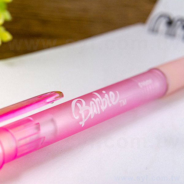 廣告筆-透明粉色防滑筆管廣告筆-單色原子筆-工廠客製化印刷贈品筆